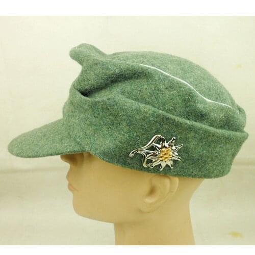 WWII GERMAN WH OFFICER M43 PANZER WOOL FIELD CAP & EDELWEISS BADGE HAT armyshop2008