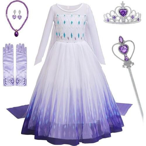 New Snow Girls Dress Princess Costume Set Halloween Carnival Children Dress Cosplay Holiday party Girls Clothing Size 3-10 Years