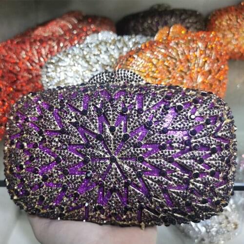 2021 New Arrival Purple Crystal Clutch Bag Evening Purse And Diamond Rhinestone Women’s Bridesmaid Clutches Ladies Dinner Bag