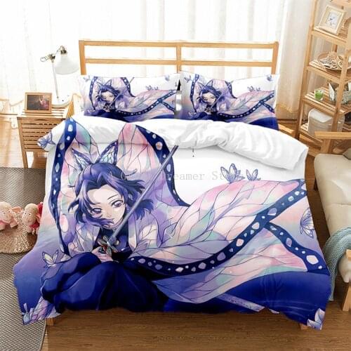 New Anime Demon Blade Bedding Set Demon Slayer Duvet Cover 3D Print Japan Cartoon Anime Bed Quilt Cover Pillowcase (No Sheet)