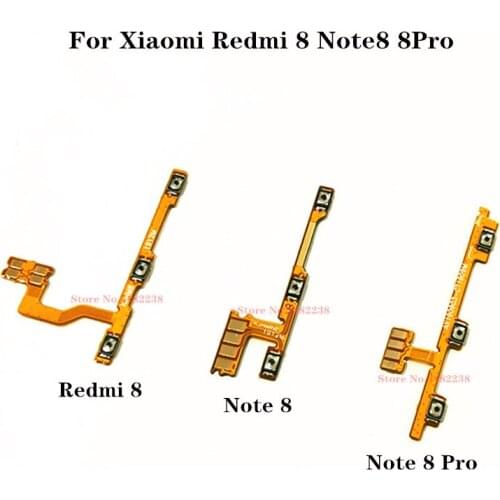 Original Power ON OFF Volume Buttons Flex cable For Xiaomi Redmi 8 Note8 Note 8 Pro Power Switch Side Key Connector Replacement