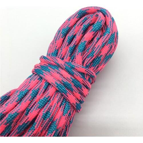 10yds Paracord 550 Parachute Cord Lanyard Rope Mil Spec Type III 7 Strand Climbing Camping Survival Equipment #Rose+Light blue
