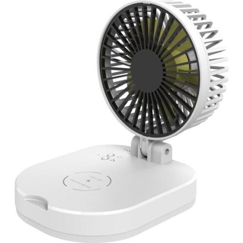 Mini handheld portable large capacity 5000 mah mobile phone wireless charging treasure 3 wind speed folding fan