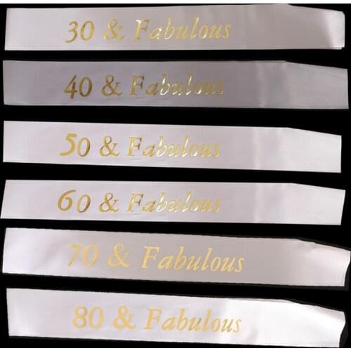 Gilding Gold Birthday Sash 30 40 50 60 70 80 and Fabulous Sash for Birthday Anniversary Party Favors Supplier and Decorations