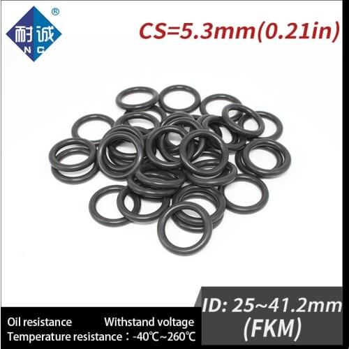 2PCS/lot Rubber Ring Black FKM O ring Seals Thickness 5.3mm ID25/28/30/32.5/35/37.5/40/41.2mm Rubber O-Rings Fuel Washer