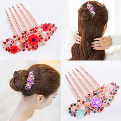 Korean flower hairpin hairpin hairpin headdress clip top clip hairpin hairpin comber hair curler hair accessories water drill