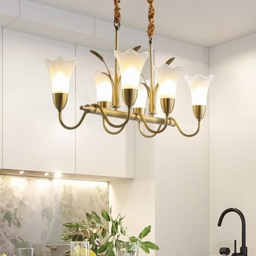 Modern LED Hanging Lamp Colgante Fashion Copper Pendant Lights Flower Shape Glass Hanglamp Home Lighting Fixtures Luminaire