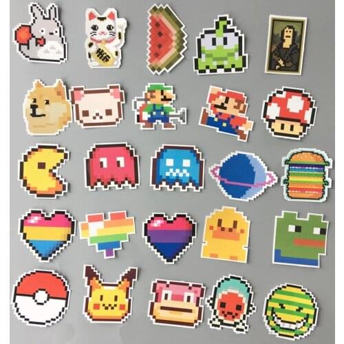 25Pcs/set Pixel Style Stickers Cartoon Game Graffiti Stickers Waterproof Cute Trolley Case Tablet Mobile Phone Mosaic Stickers