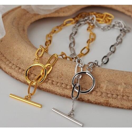 Collar Choker 2021 New Trendy Unique Korean Style OT-Lock Clavicle Chain Necklaces For Women Female S925 Silver Jelwery