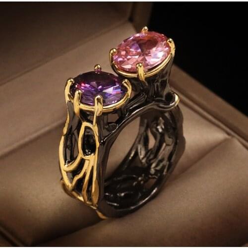 Women Rings Two Color Gold Plated Zircon Ring Fashionable Wedding Ring Specially Designed For Women Birthday Gift For Girlfriend