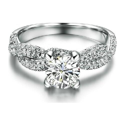 1 Carat Pure Gold 14K Vintage Four Prongs Torsion Arms Dazzling Test Positive Moissanite Women Anniversary Ring Vintage High