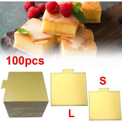 100pcs Mini Cake Boards Square Gold Mousse Cake Cardboard Set,Cake Base,Dessert Displays Tray,For Wedding Party Cake Pastry Cup