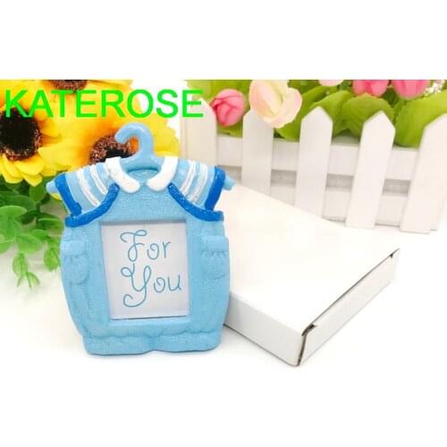 12PCS Baby Boy Themed Blue Onesie Photo Frame/Place Card Holder Birthday Party Giveaways Baby Baptism Gift for Guest