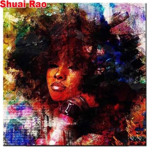 5D DIY Diamond Painting Abstract Africa woman Cross Stitch Full Diamond Embroidery woman Home Decoration Mosaic Painting Gift