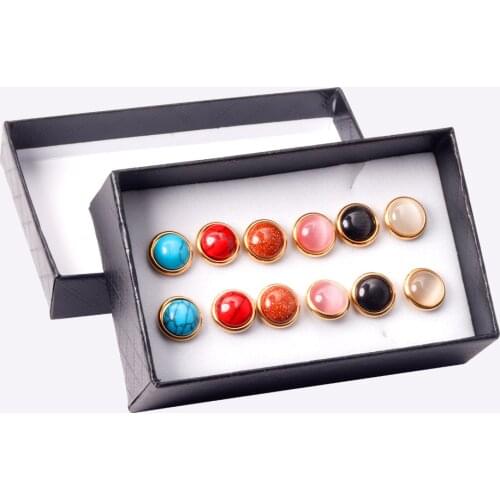 6Pair/Box Earring Sets 316L Stainless Steel Gold/Silver Color Earrings Set Stud Earrings Fashion Jewelry For Women Wholesale