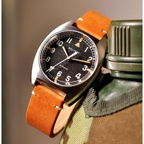 Retro W10 Pilot Automatic Watch Men NH35 Mechanical Military Watches Men 100M Diver Wristwatch Air Force Luminous Sapphire Clock