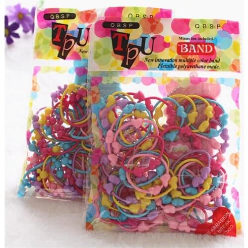 Children base double bead hair loop hair accessories rubber band female baby rubber band headdress accessories combination set