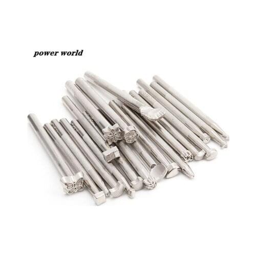 DIY 20pcs Cowhide Carving Printing Tool Leather Flower Pattern Craft Engrave Stamping Embossing Mold Handicraft Tool