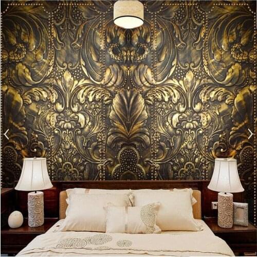 Custom retro wallpaper, embossed gold flowers murals for the living room KTV Hotel sofa background decorative wallpaper