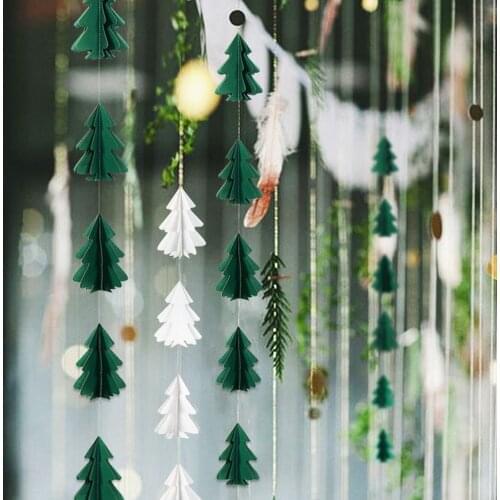 Christmas Tree Paper String Pull Flower Hanging Flag For Xmas Home Party Decoration Merry Christmas New year Decor gifts 250CM