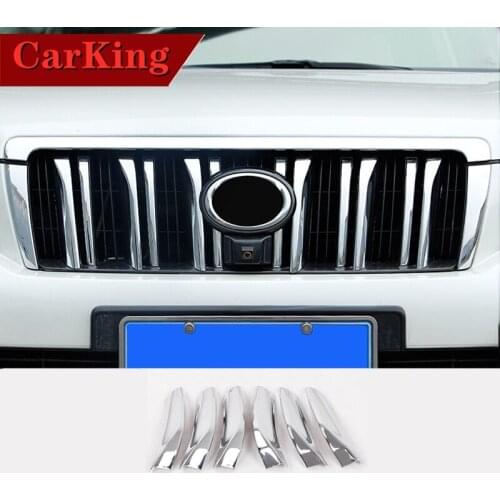 ABS chrome For toyota land cruiser Prado 150 2010-2013 Car Head Grille Fence Decoration strip cover car styling Accessories 6pcs