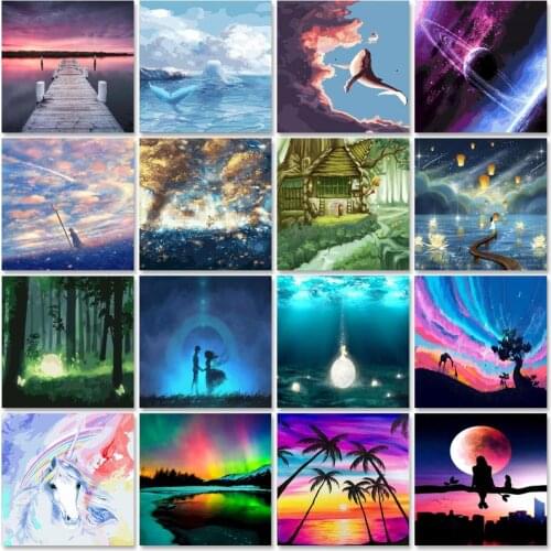 40x50cm diy frame fantasy cartoon oil painting by numbers kits Acrylic Paint By Numbers On Canvas Handpainted landscape Painting