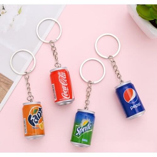Creative Mini Drink Beverage Cans Bottle Keychains Car Key Holder Phone Pendant Keyrings Fashion Jewelry Gift Women Key Chain