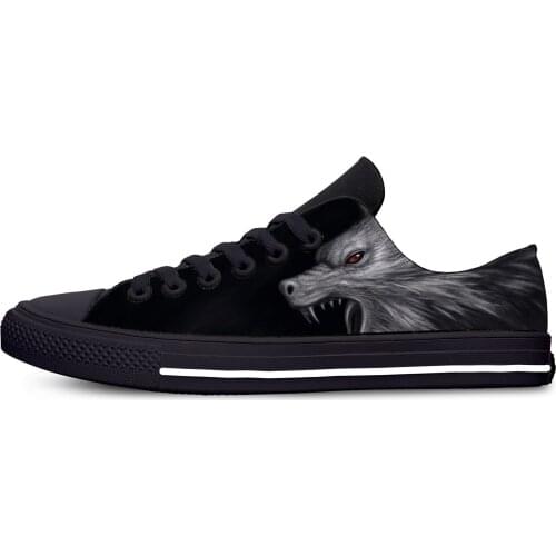 Animal 3D Wolf Head Cool Fashion Classic Funny Casual Cloth Shoes Low Top Lightweight Breathable 3D Print Men Women Sneakers
