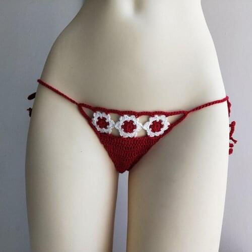 Buy 2 Get 30% Womens Mini Micro G-Strings Thongs Open Sexy Bikini Bottom Crochet Cotton Brazilian Side String Tie Thong