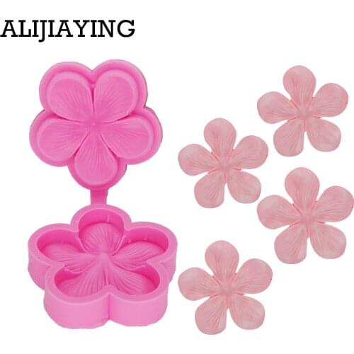 M1302 Plum blossom flower cake decoration tool Clamp embossing Silicone mold Fondant Sugar Craft Molds DIY Cake