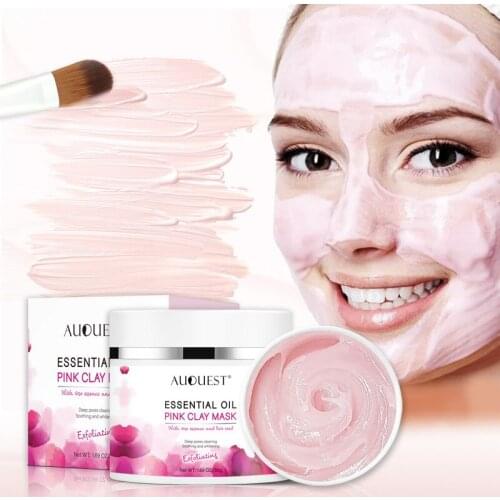 Auquest 50g Pink Clay Mask Black Dots Blackhead Deep Cleansing Mask Against Face Acne Exfoliating Facial Mask for the Face Care