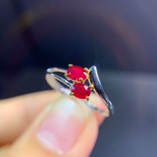 Fashion grace Cherry Willow leaf Natural gem stone Ring Natural red ruby ring S925 silver womens girl wedding gift Jewelry