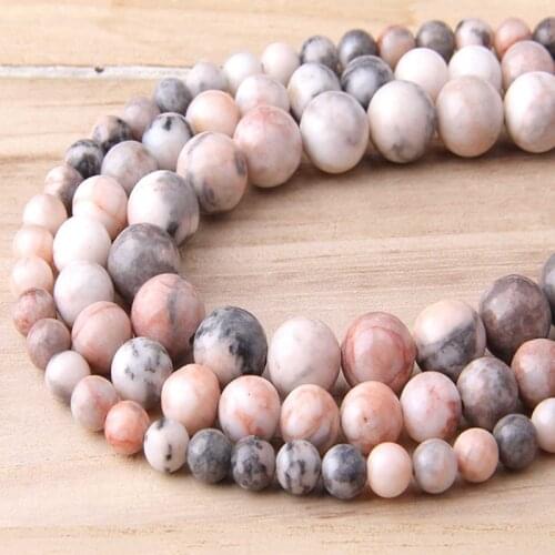 Natural Pink Zebra Stone Beads 4-12 mm Polished Travertino Alhambra Round Strand Beads For DIY Jewelry Making Bracelets&Necklace