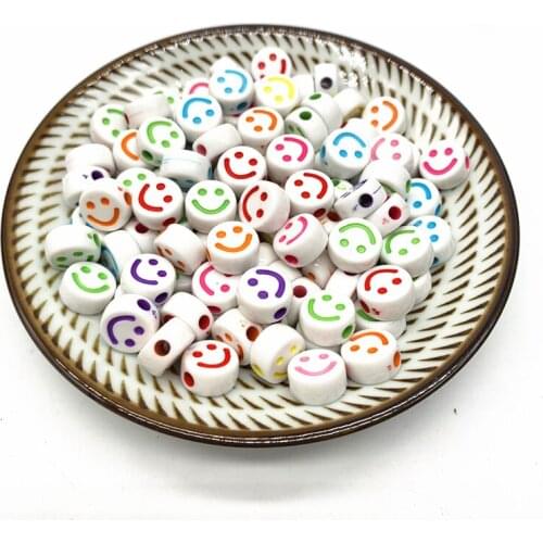 New 20pcs 10mm Smiley face Acrylic Round Shape Beads For DIY Handmade Jewelry Craft Accessories#05