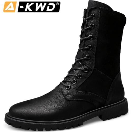 New Black Knee-High Steel Toe Boots Man Mans Shoes Zapato Seguridad Men Shoes Winter Army Shoes Plus Size 36-52 Men Winter Boots