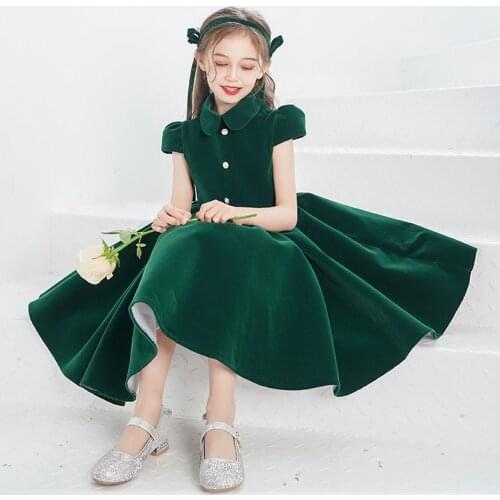 Girls' dress childrens dress French green dress baby girl summer dress party wedding dress 3-12 years old