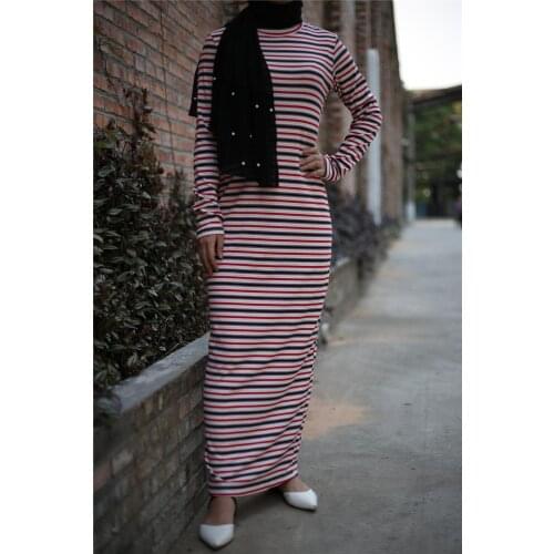 Muslim Striped Abaya Maxi Dress Bat Sleeve Cardigan Loose Full Kimono Long Robe Gowns Jubah Middle East Ramadan Arab Islamic