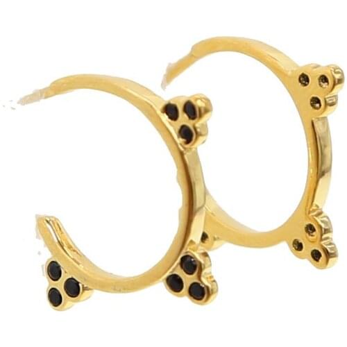 Simple circle 925 sterling silver with cz dots minimal deicat dainty girl women gift earring black white cz