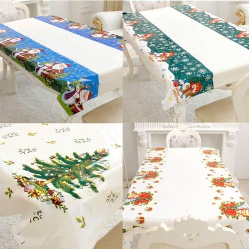 Christmas Decoration for Home PVC Tablecloth Rectangular Party Table Covers Kitchen Dinner Table New Year Decoration Ornaments