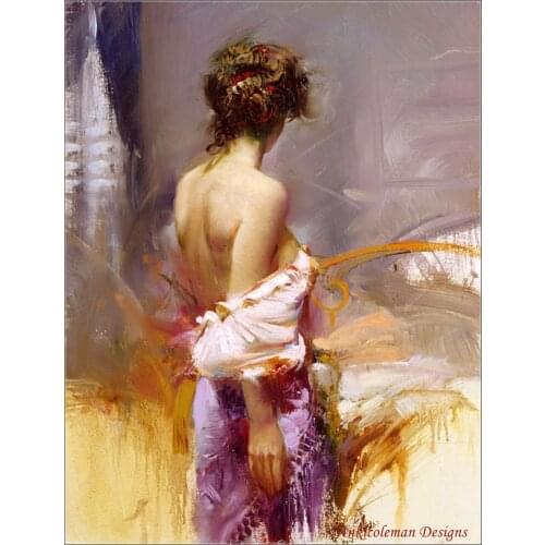 Counted Cross Stitch Kits Needlework Embroidery - Crafts 14 ct Aida DMC Color DIY Arts Handmade Home Decor - A Young Woman