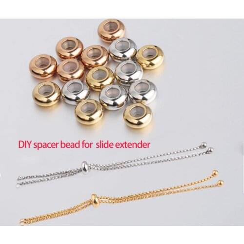 Silver Color/Gold Color Stainless Steel Spacer Beads With Rubber Core Inside Positioning Stopper Beads 7mm 8mm 100pcs