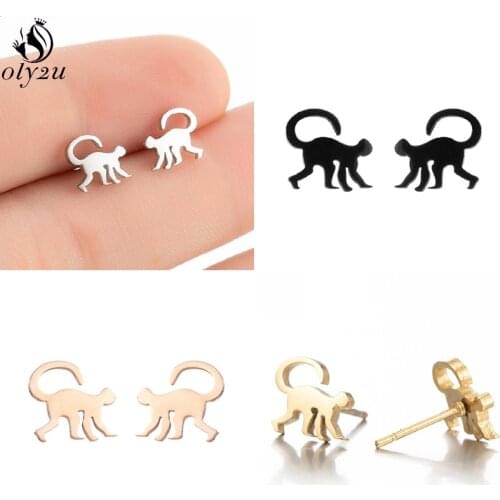 Lovely Funny Stainless Steel Monkey Earrings Women Trendy Jewelry Cute Rabbit Octopus Animal Stud Earring Girls Jewelry Brincos
