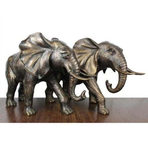 18" Art Deco Sculpture Elephant One Pair Bronze Statue