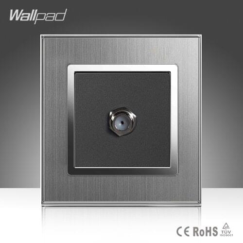 Satellite TV Socket Wallpad 110-250V Satin Metal UK EU Standard Satellite TV Television Plug Port Wall Socket Free Shipping