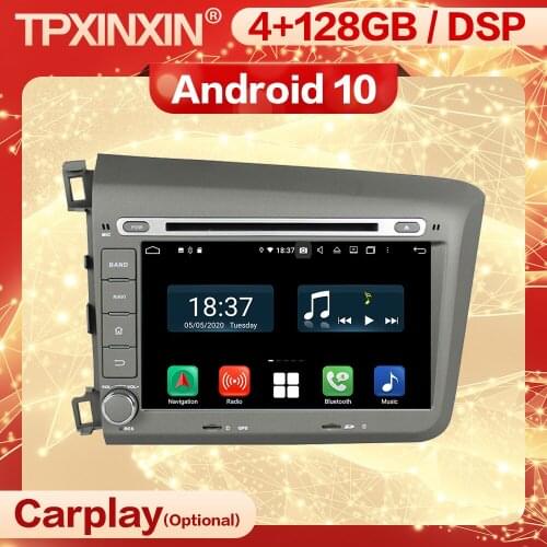 128G Carplay 2 Din Android Stereo Receiver For Honda Civic 2012 2013 2014 2015 GPS Navigation Auto Audio Radio Music Video Head