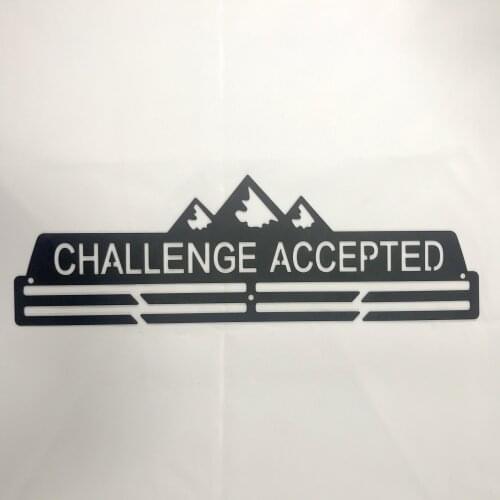 Sports Medal Rack Medal Hanger Holder Display Running Swimming Gymnastics Dancing Triathlon Mountain Challenge Accepted 40x13cm