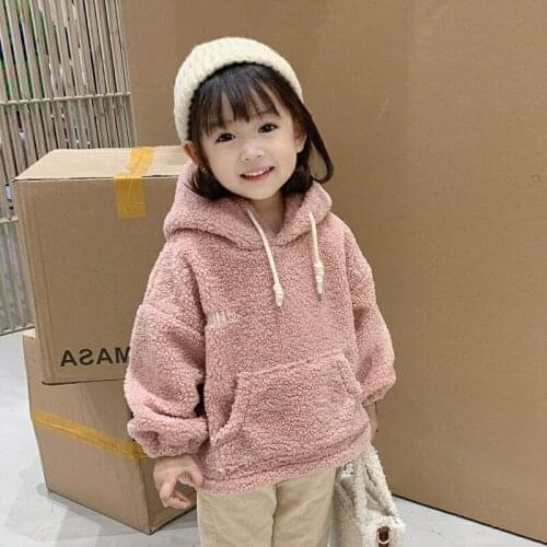 Girls' Hoodies Sweatshirts Kids Outwear 2021 Solid Velvet Thicken Warm Winter Autumn Cotton Fleece Plus Size Childrens Clothing