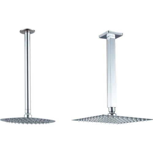 Square Arm Stainless Steel Top Sprayer Extension Tube Wall Mount shower extension Pipe Bathroom Ceiling Rain Shower Head Round