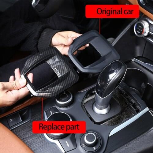 Carbon Fiber For Alfa Romeo Giulia Stelvio 2017-2019 ABS Interior Center Console Gear Shift Panel Cover Trim Replacement Part