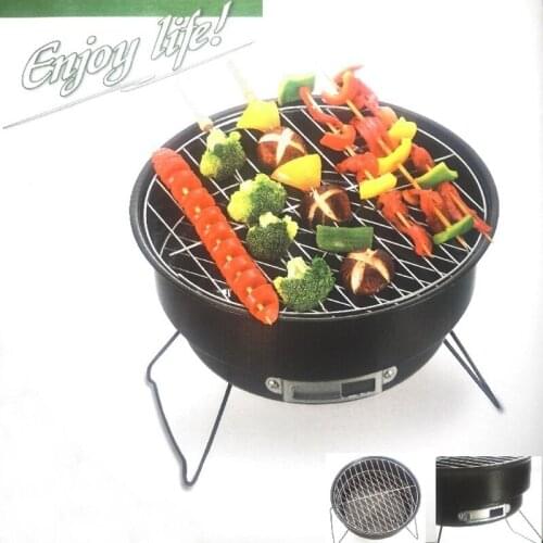 Outdoor folding portable mini barbecue rack charcoal stainless steel grill, round oven, small barbecue oven